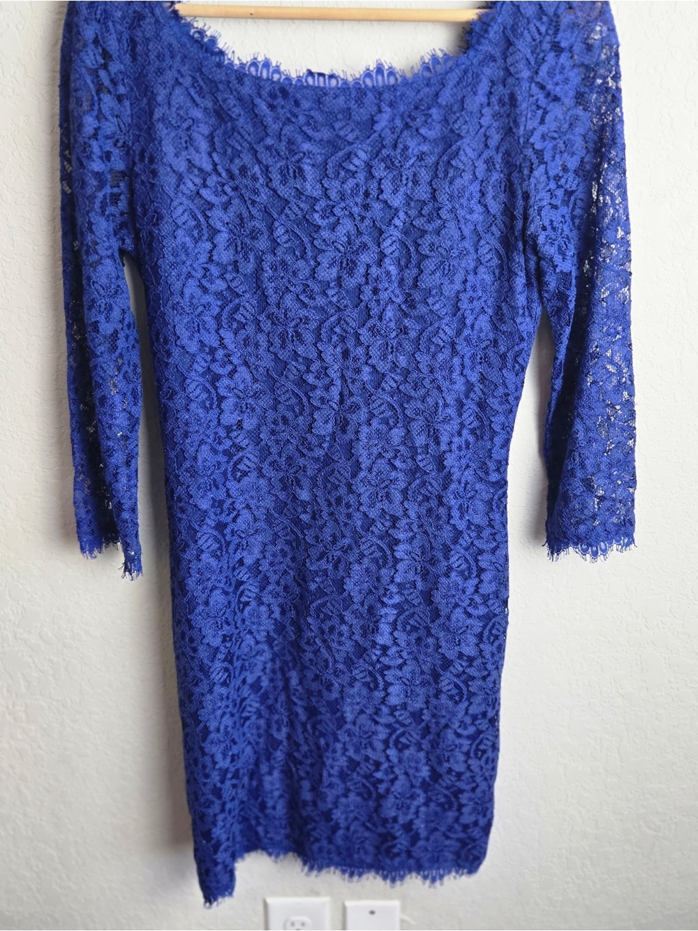 Diane von Furstenberg DVF Zarita Dress Size 10 Cobalt Blue Lace Cocktail Womens - Picture 5 of 11